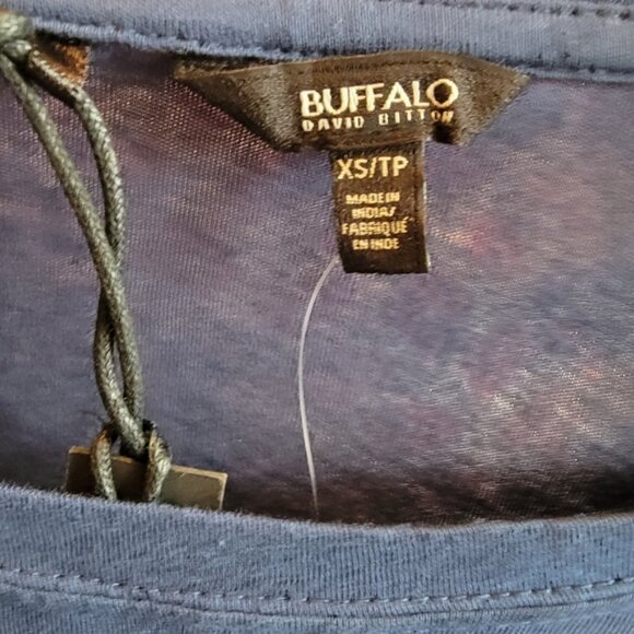 Navy Blue Buffalo David Bitton Women's Twist Puff Sleeve Top - Picture 3 of 10